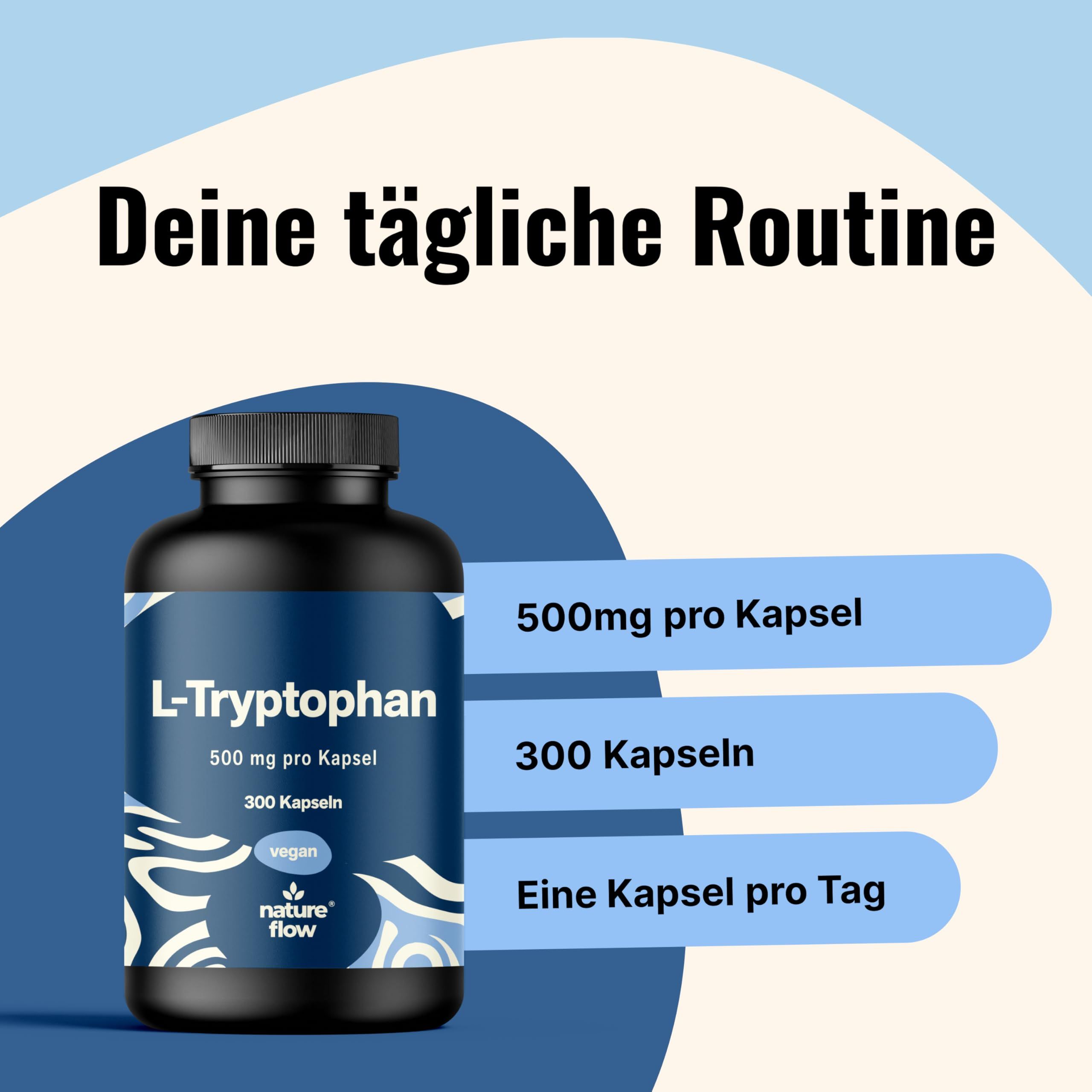 L-Tryptophan Hochdosiert - 300 Kapseln - Langzeitvorrat - Nature Flow
