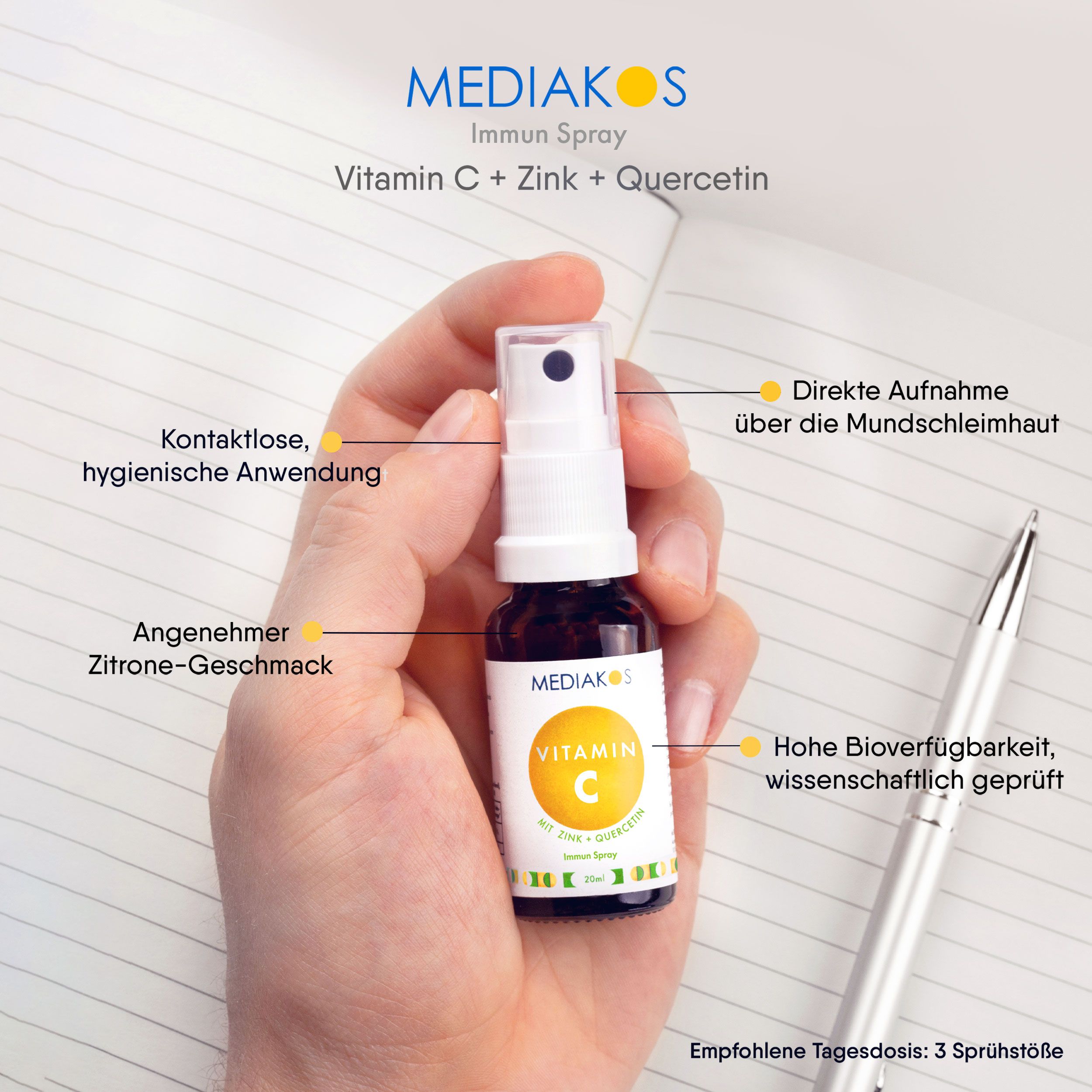 Mediakos® Vitamin C + Zink + Quercetin Immun Spray