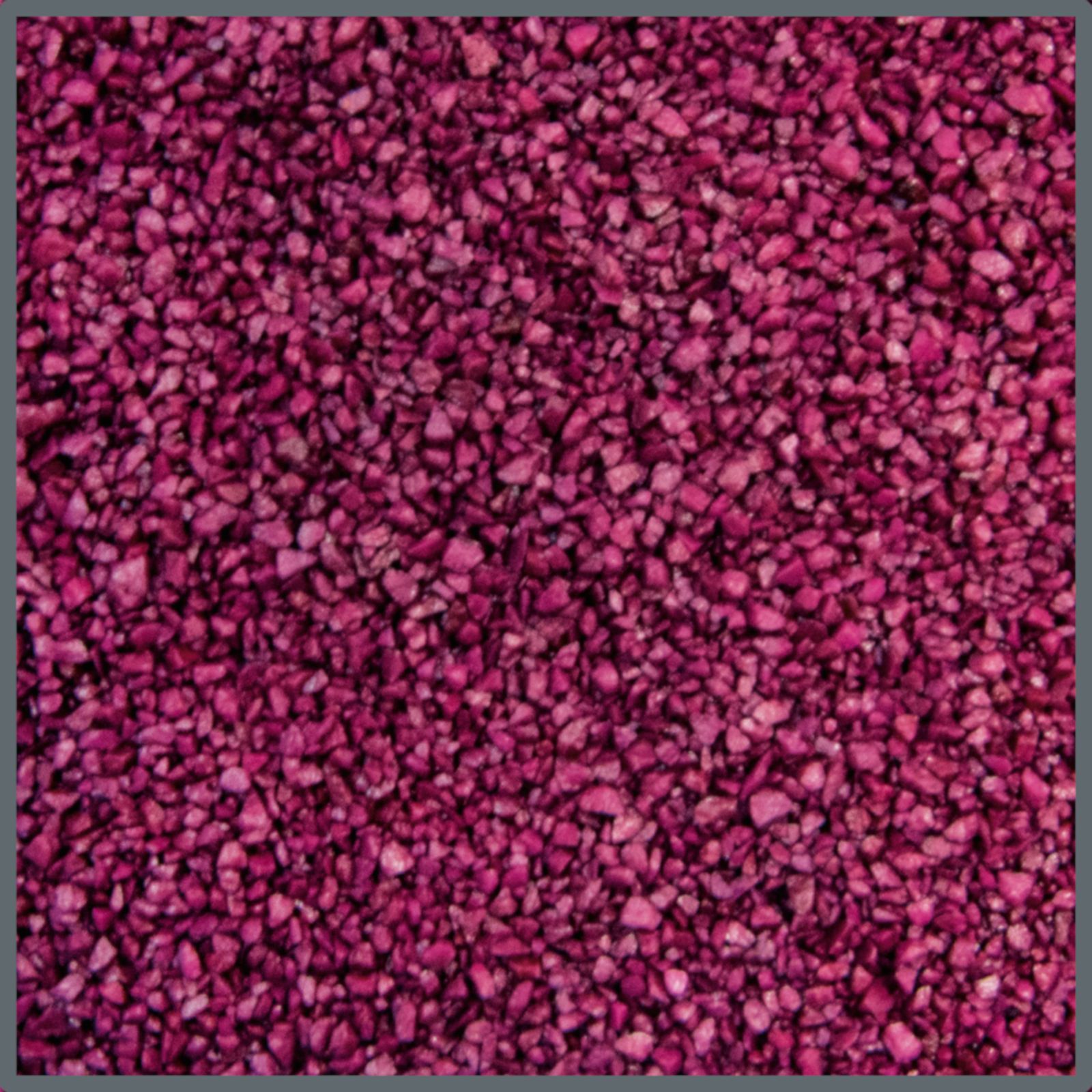 Bodenfarbe in Lila. Kleine, unregelmäßig geformte Steine. Die Oberfläche ist körnig und von gleichmäßiger Farbe.