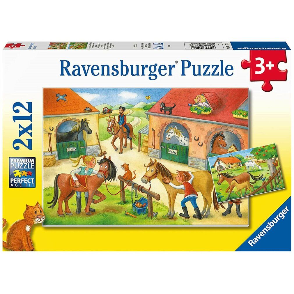 ravensburger Bauernhof Ferienpuzzle mit Pferden 2x12 Teile