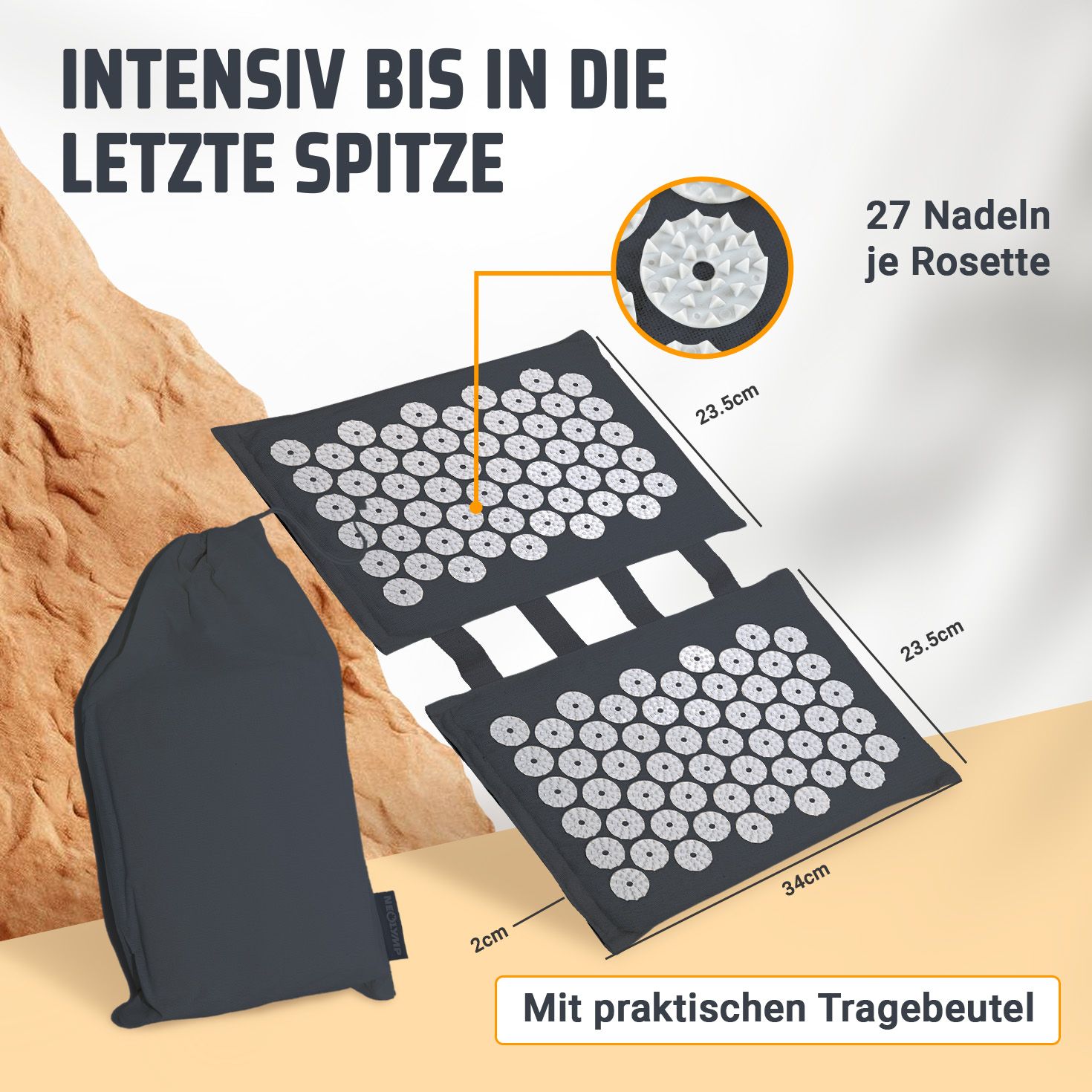 NEOLYMP Akupressur Fußmatte Grau