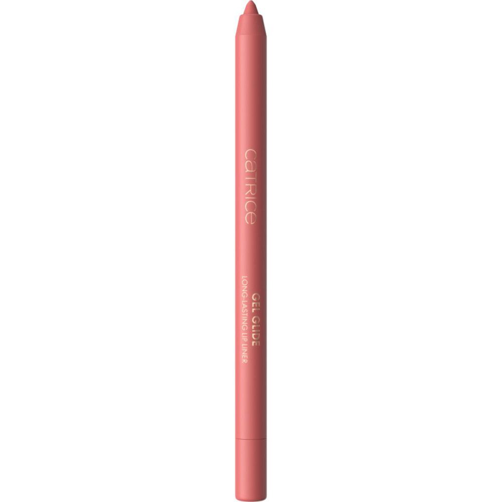 Catrice Gel Glide Lippenkonturenstift. Rosa Stift mit Spitze. Schriftzug: GEL GLIDE, LONG LASTING LIP LINER.