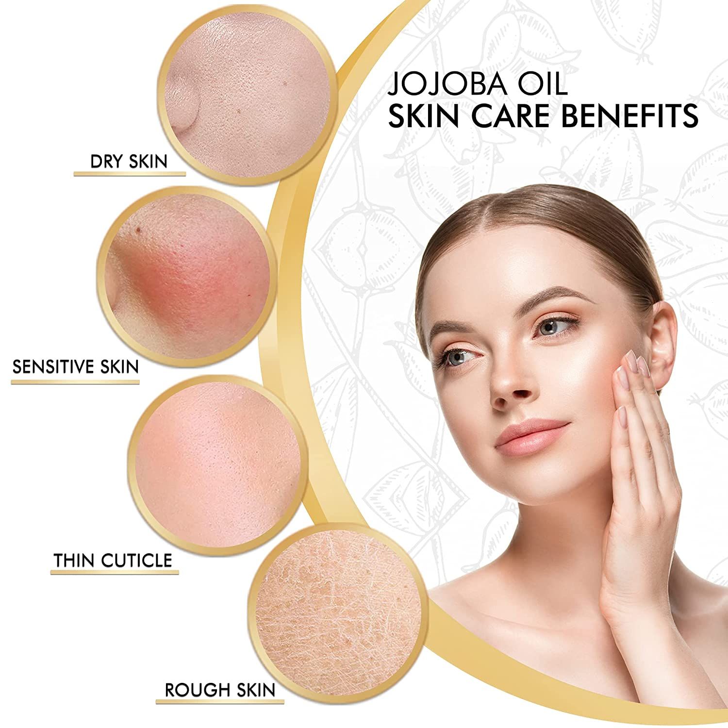 Kanzy Jojobaöl Bio Kaltgepresst 100% Rein Gold für Haut Haare Nägel