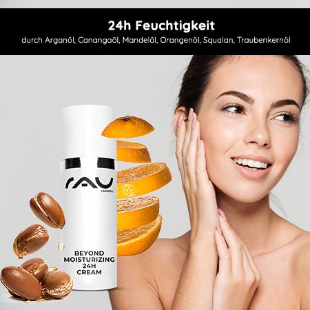 RAU Cosmetics beyond Moisturizing 24h Cream - Vegane Feuchtigkeitscreme - Mit Arganöl, Mandelöl uvm.