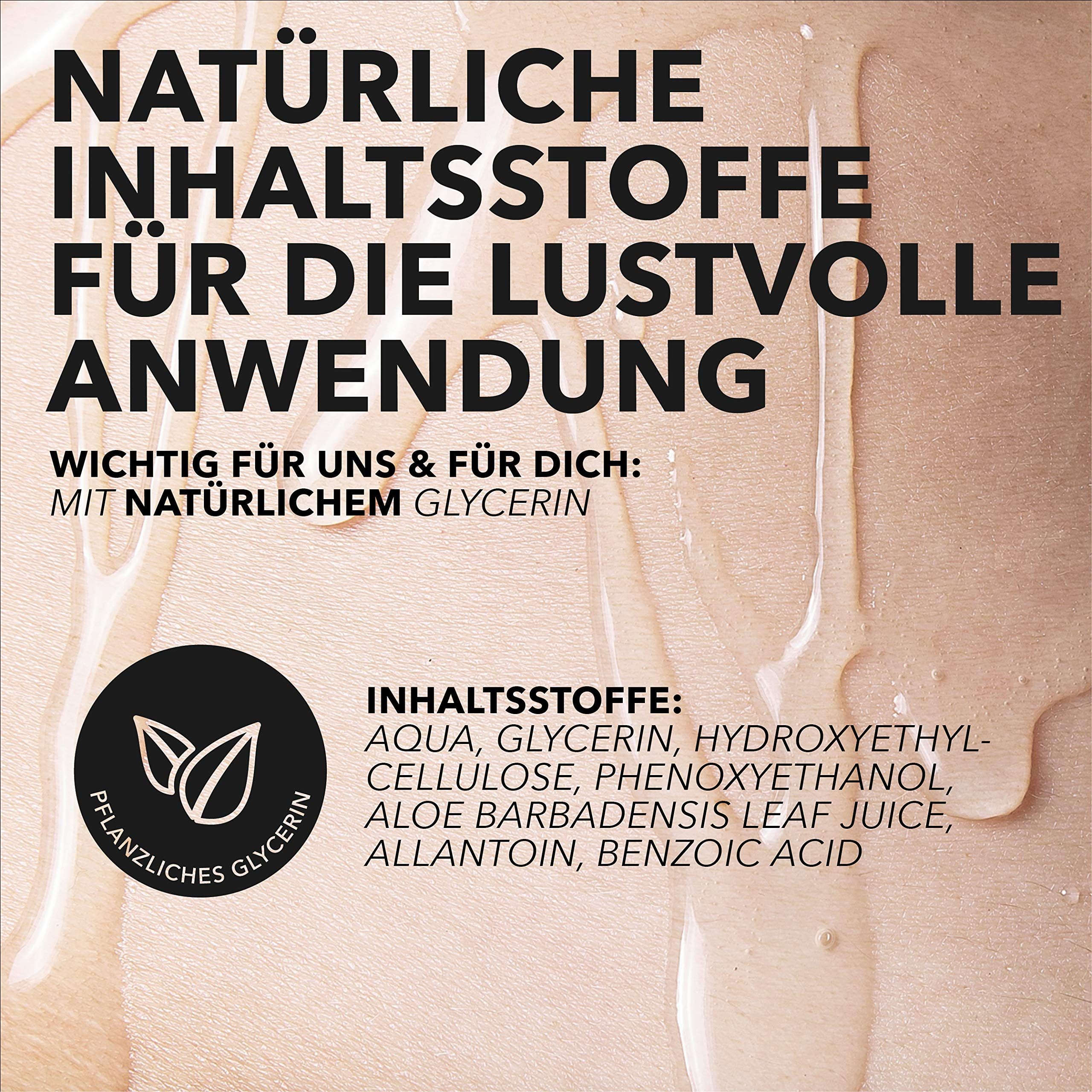 Text über natürliche Inhaltsstoffe. Liste der Inhaltsstoffe mit pflanzlichem Glycerin.