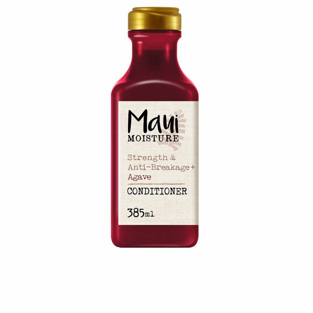Rote Flasche mit goldfarbenem Deckel. Etikett mit "Maui Moisture" und "Conditioner".