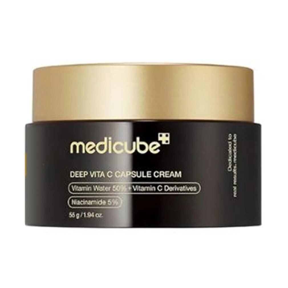 Verpackung und Glas der Medicube Deep Vita C Capsule Cream.