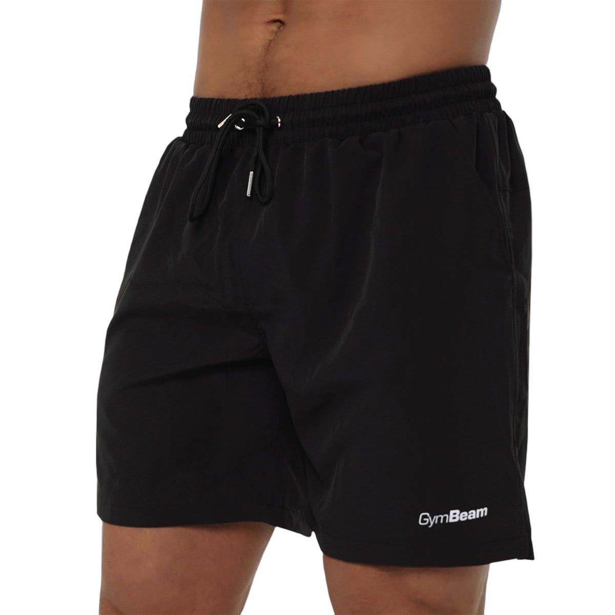 GymBeam Badeshorts für Männer mit Kordelzug und Taschen in Black 1 St