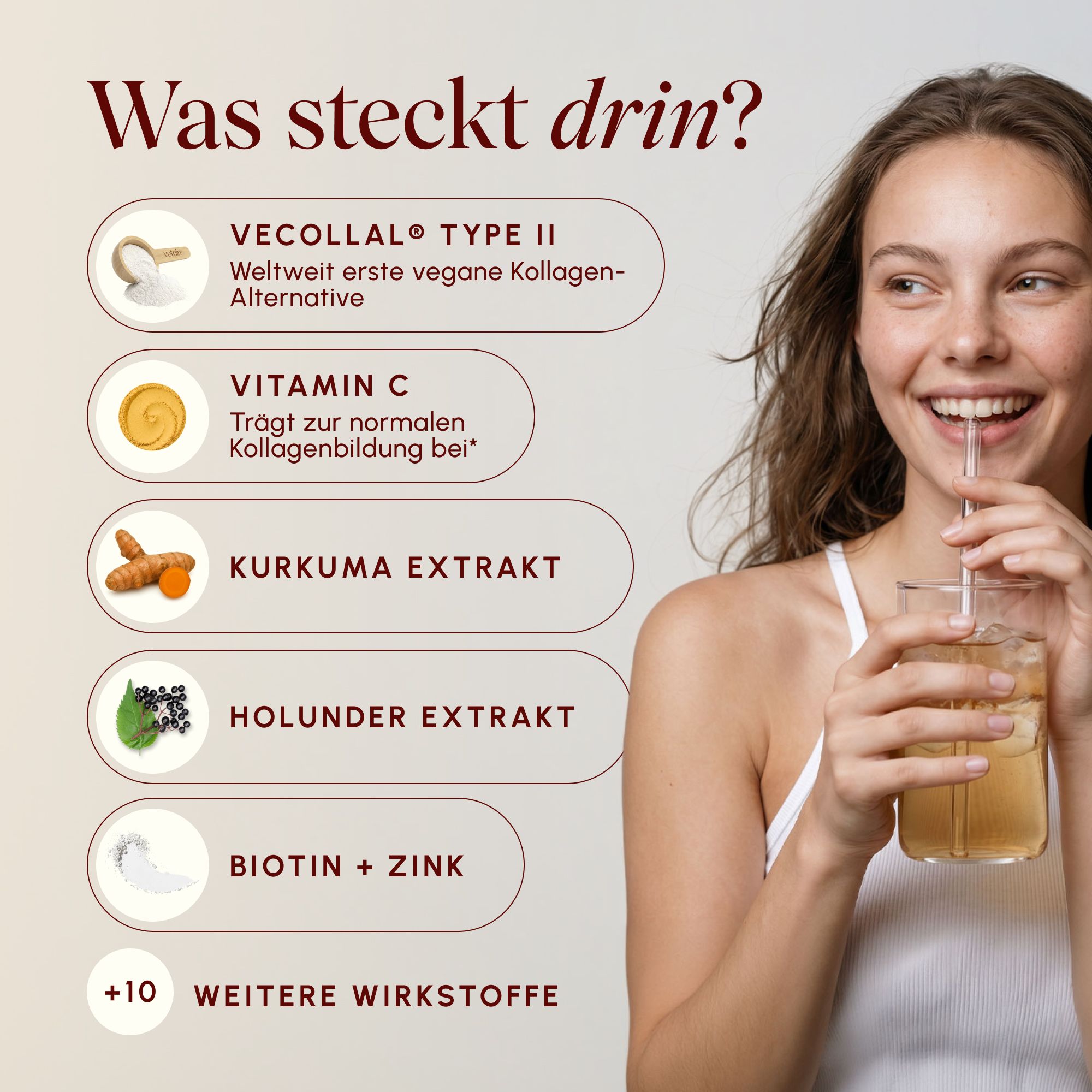VETAIN Kollagenpulver Vegan - VeCollal®, Vitamin C, Kurkuma, Zink & Biotin - Für Knochen & Gelenke