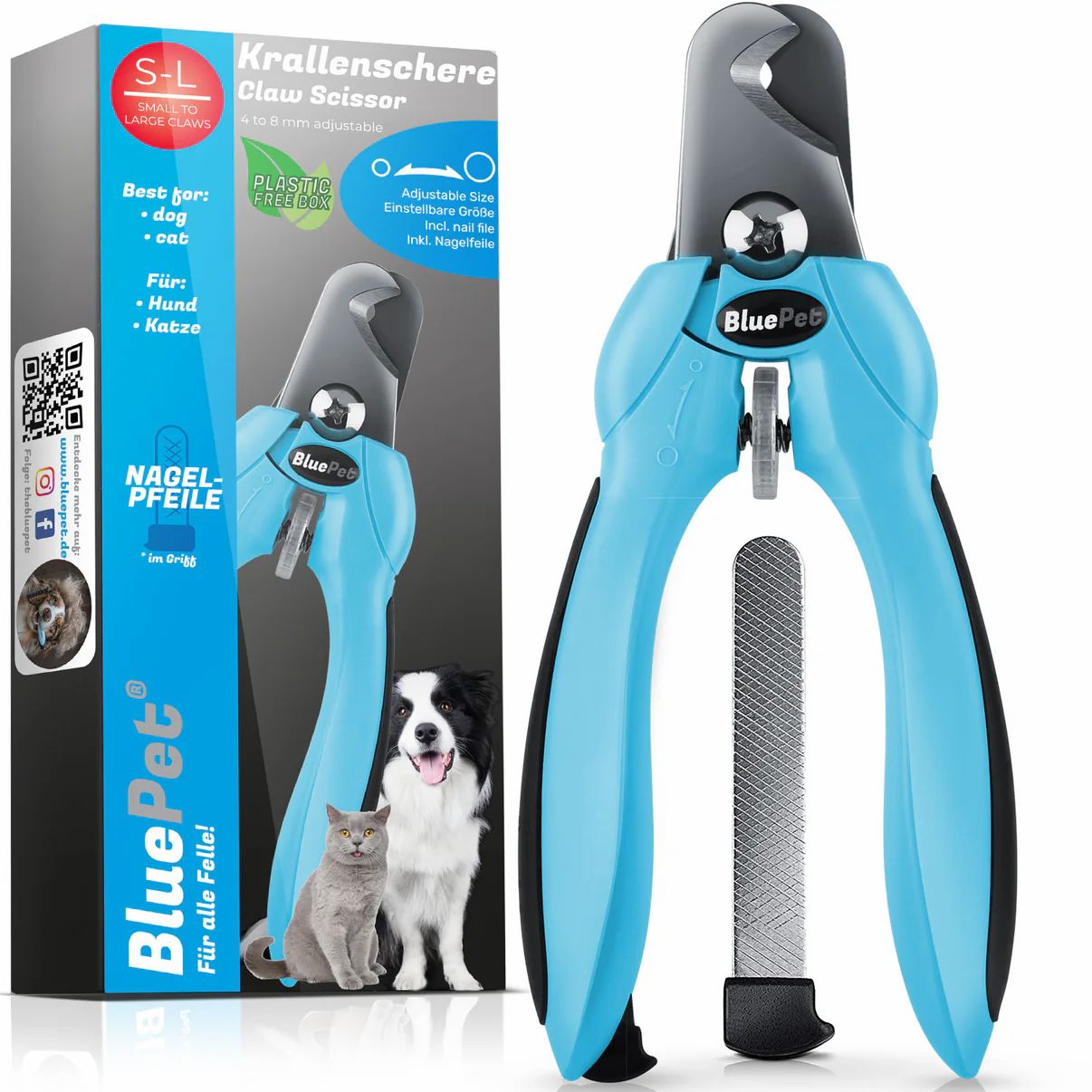BluePet Krallenschere /Nagelschere Verstellbar für kleine & große Hunde 1 St