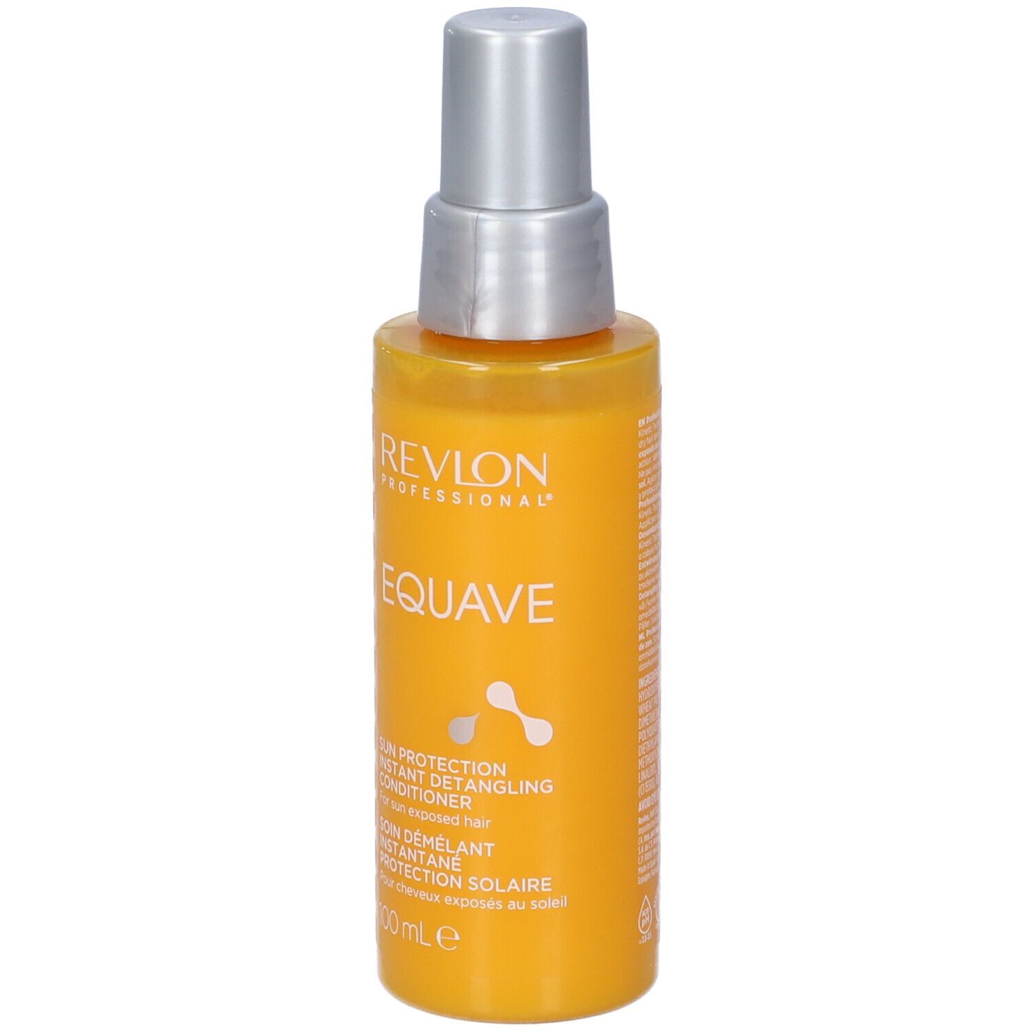 Gelbe Flasche mit Sprühkopf. Revlon EQUAVE. Sun Protection Instant Detangling Conditioner. 100 ml.