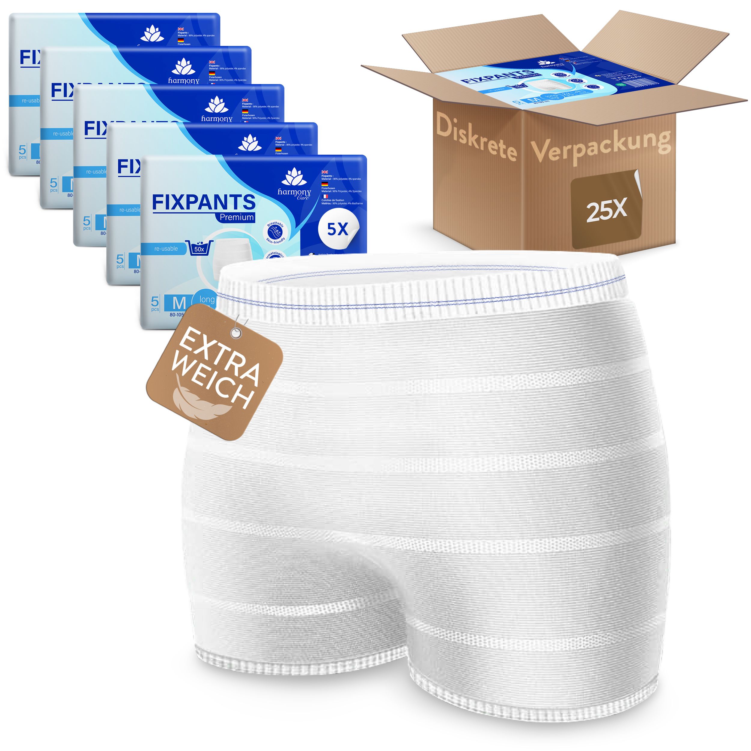 Harmony Care® Fixpants Premium - extra weiche Netzhosen bei Inkontinenz und Wochenbett - Fixierhosen