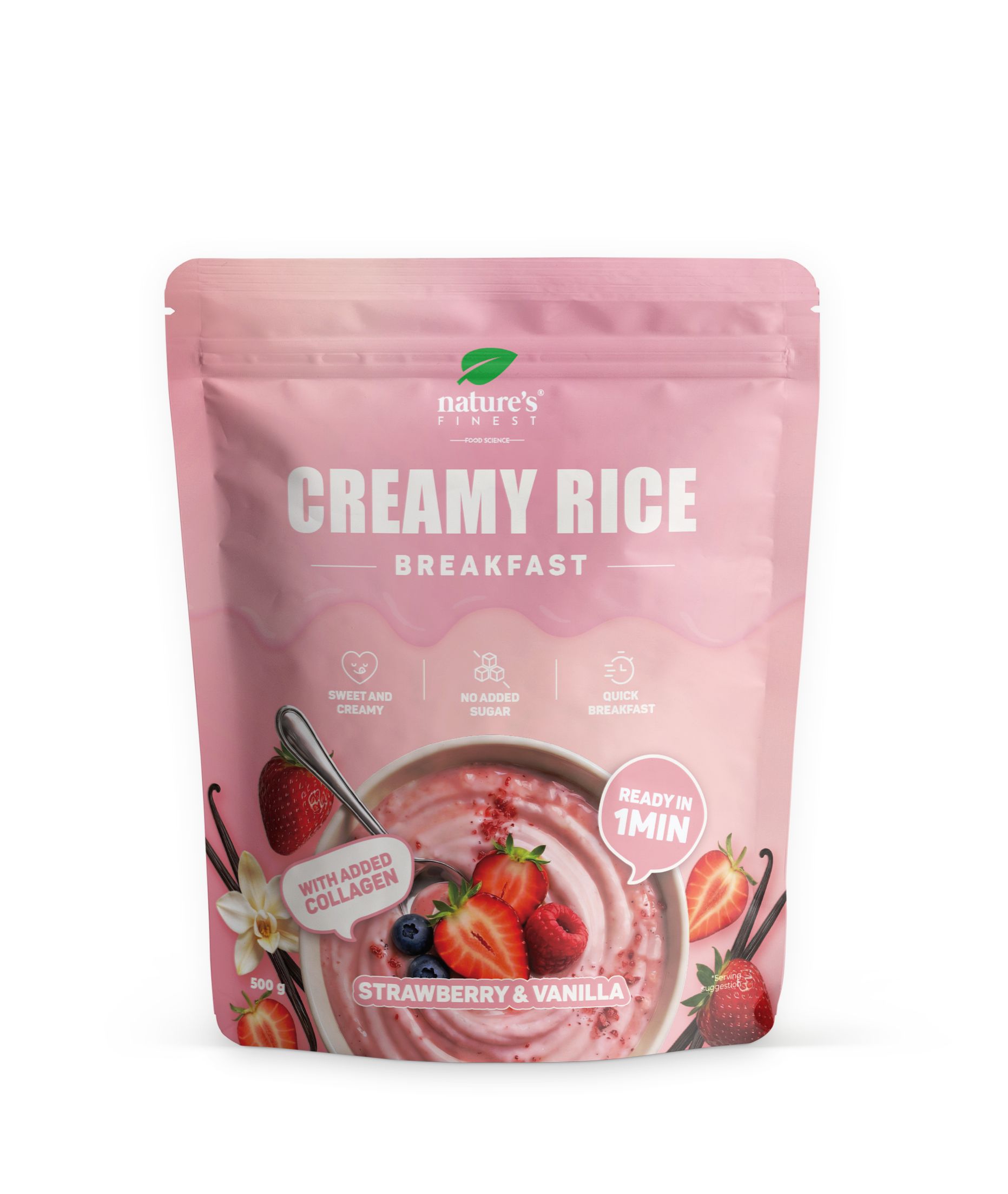 Nature's Finest Cremiges Reisfrühstück Erdbeere-Vanille mit Kollagen 500 g Pulver