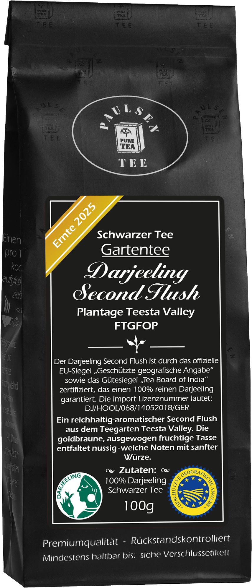 Paulsen Darjeeling Second Flush FTGFOP1 Plantage Teesta Valley, Ernte 2025