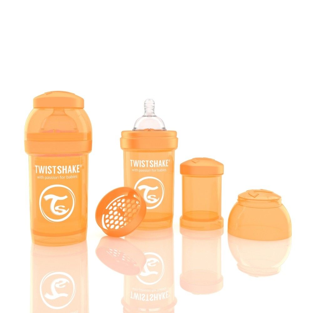 Twistshake Anti-Kolik Trinkflasche mit Silikonsauger und Milchpulverportionierer 180ml