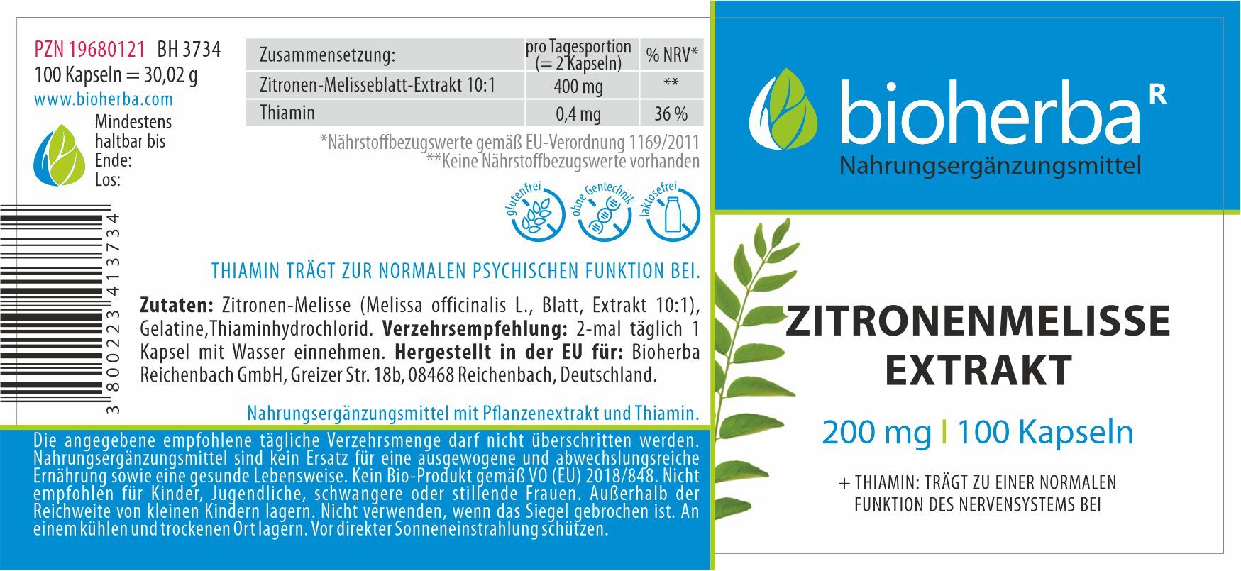 Bioherba Zitronenmelisse Extrakt Kapseln