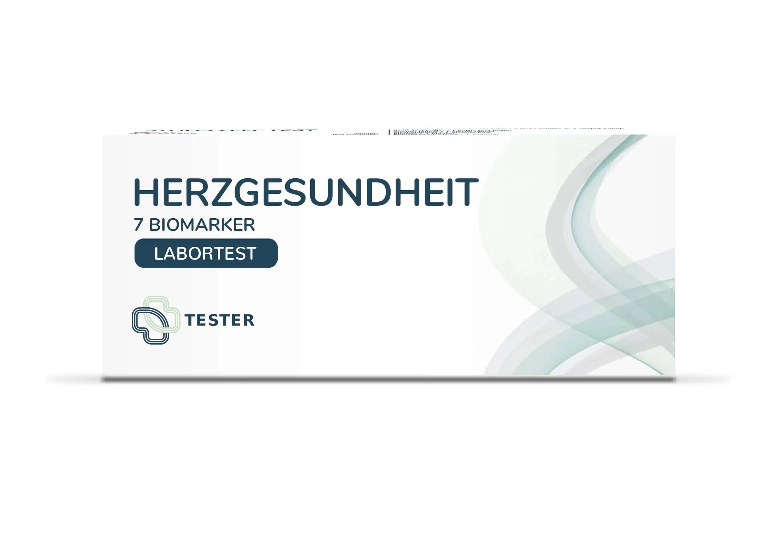 Verpackung für einen Herzgesundheit Labortest mit 7 Biomarkern.