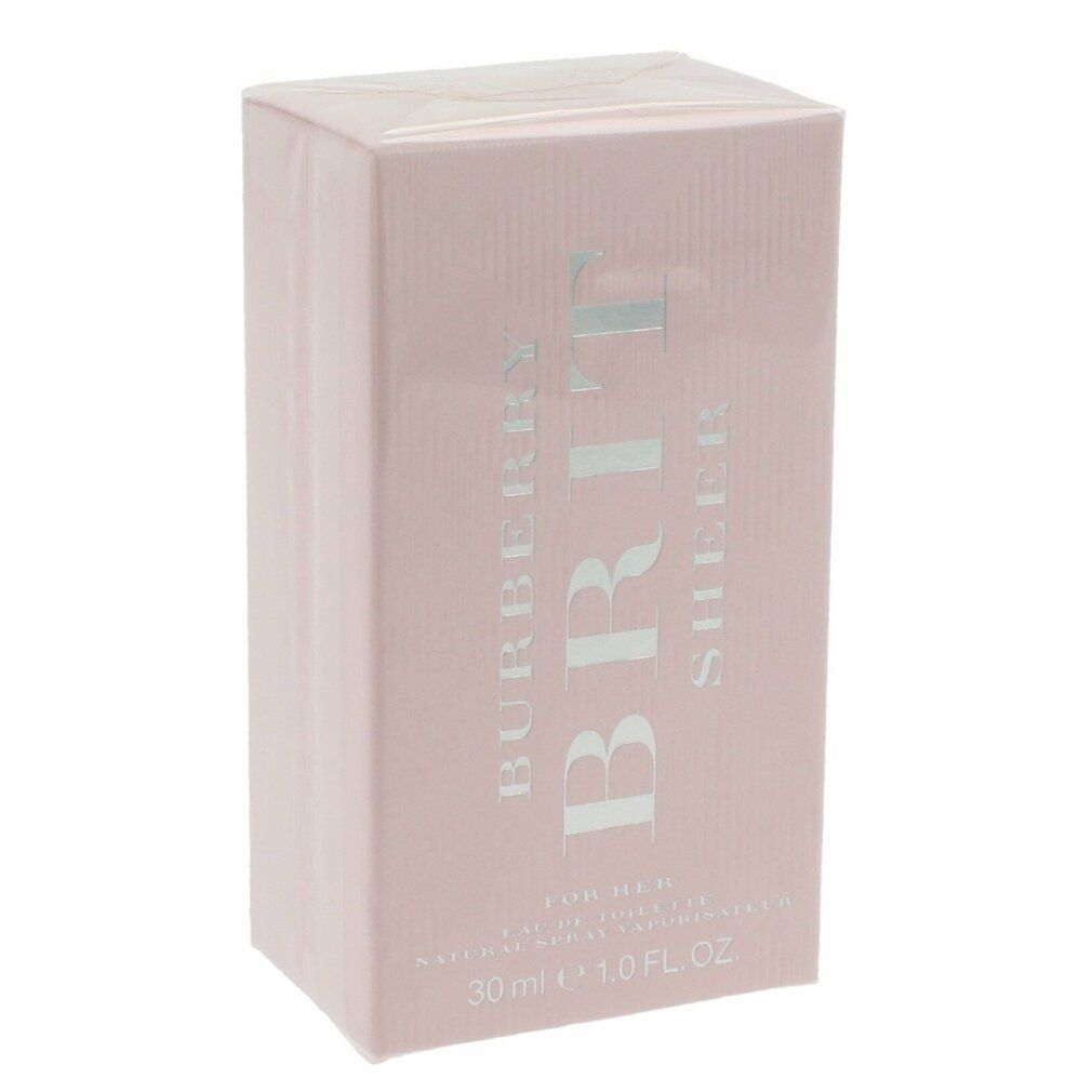 Rosa Verpackung mit Schriftzug Burberry Brit Sheer. Unten steht "30 ml 1.0 FL OZ".