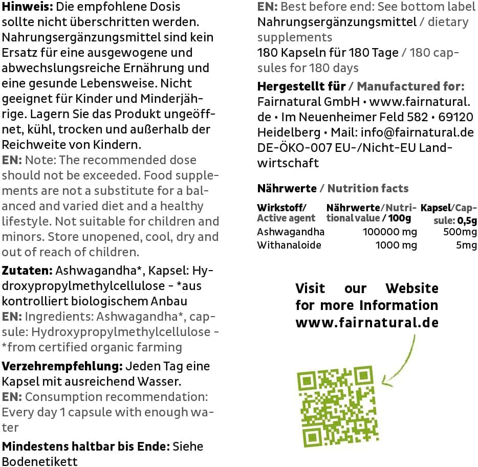 Text mit Nährwertangaben, Inhaltsstoffen, Verzehrempfehlung, Mindesthaltbarkeitsdatum. QR-Code. Bio-Siegel.