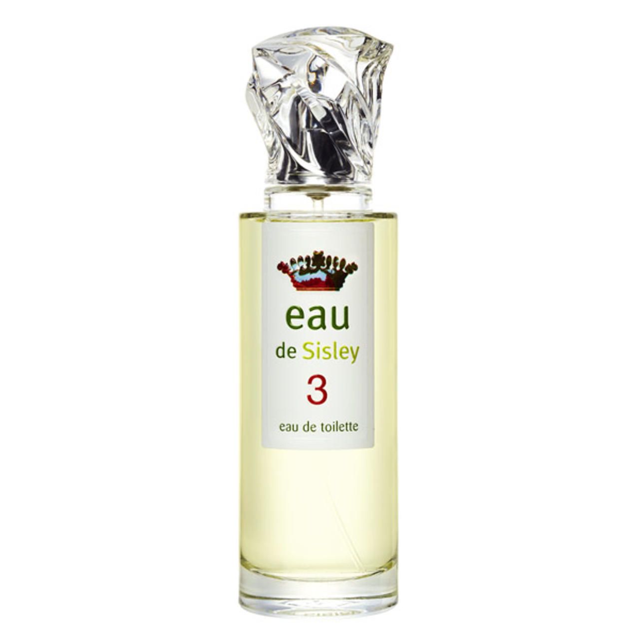 Sisley Eau de Sisley 3 E.d.T. Nat. Spray. Glasflakon mit transparentem Verschluss. Etikett mit Produktbezeichnung.