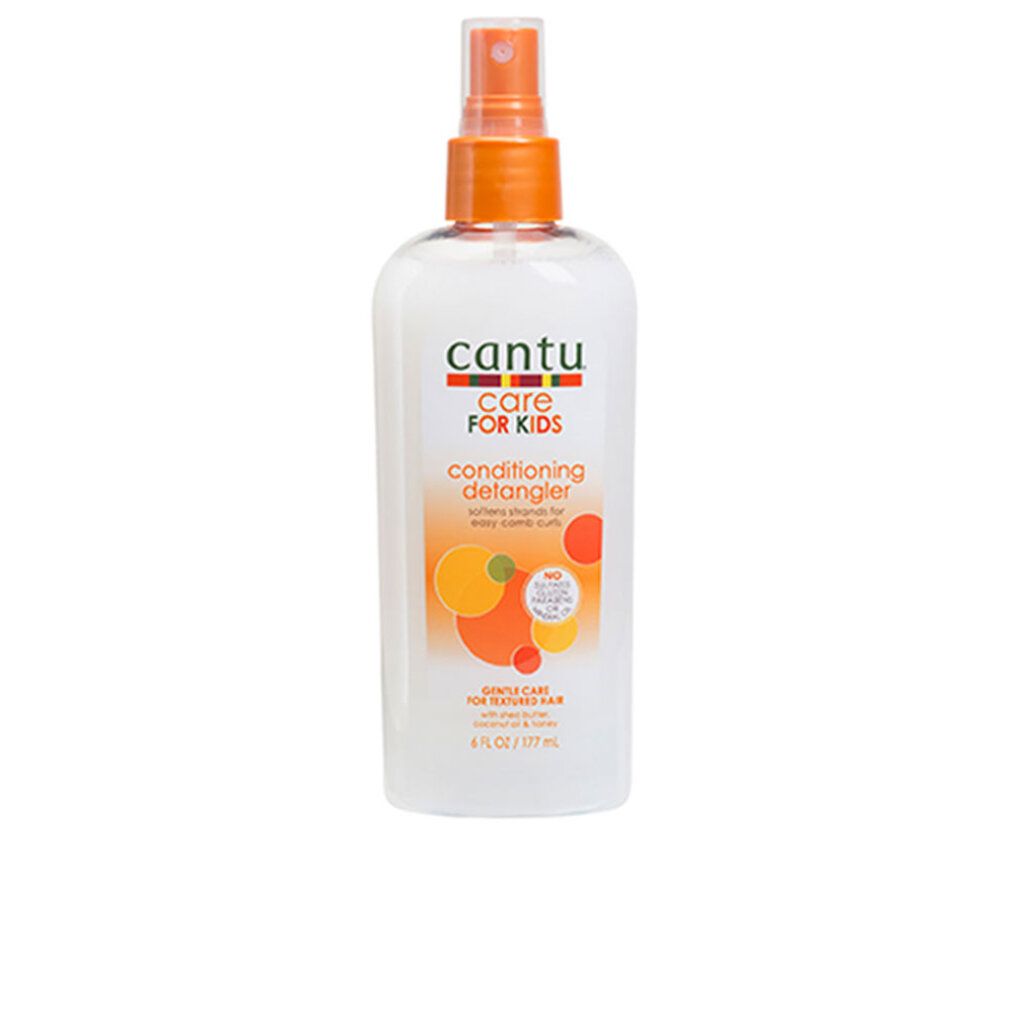 Cantu Care for Kids Conditioning Detangler Sprühflasche mit orangefarbenem Sprühkopf.