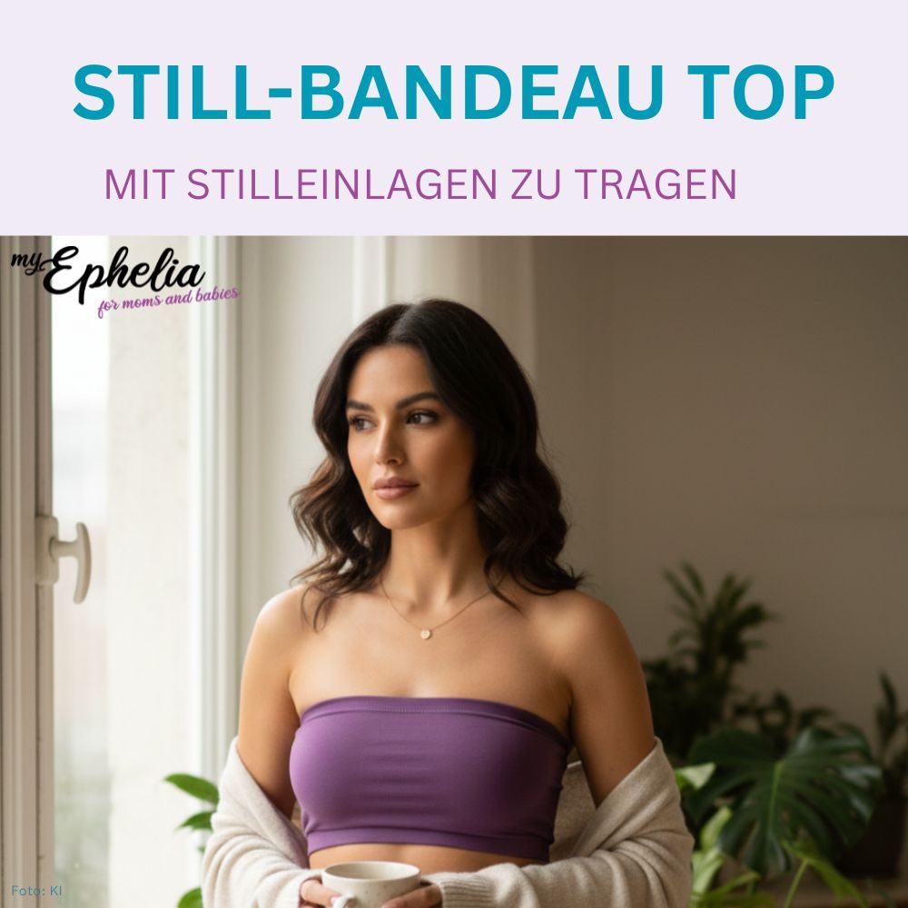 Violettes Still-Bandeau Top. Aufschrift: STILL-BANDEAU TOP. Logo: myEphelia.