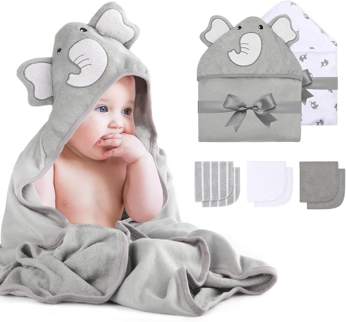 Set di asciugamani da bagno per bambini Momcozy, set di asciugamani per neonati