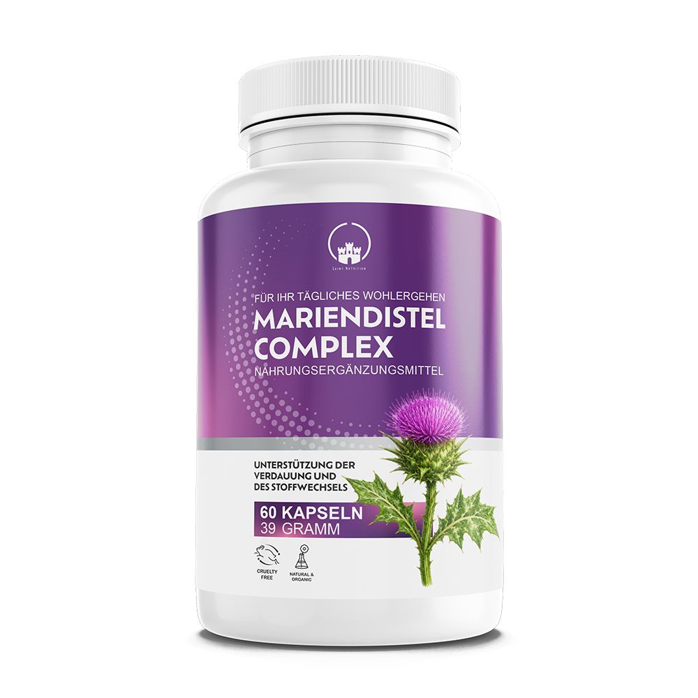Saint Nutrition® Mariendistel Komplex Kapseln 500 mg | Hochdosiert Artischocke & Löwenzahn Extrakt 60 St