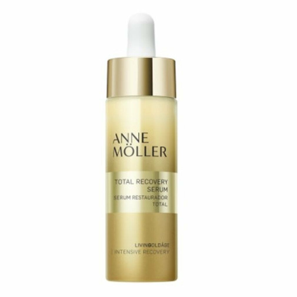 Anne Möller Livingoldâge Total Recovery Serum in goldener Flasche mit Pipette.