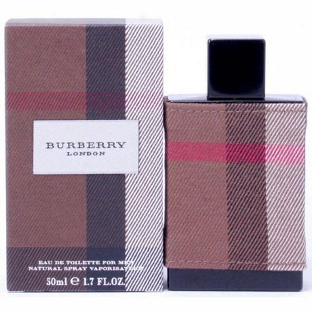Burberry London for Men Eau de Toilette, 50ml Flakon mit Karomuster und passender Schachtel.