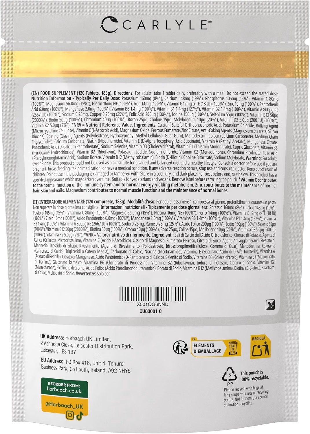 Carlyle Multivitamin mit 28 Nährstoffen