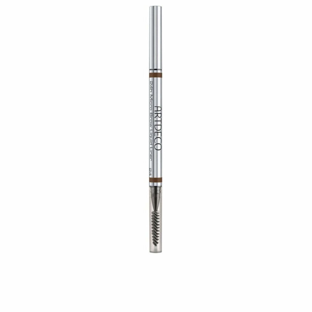Artdeco 24h Micro Brow L.L.W. Brush. Silberfarbener Stift mit brauner Mine und Bürste. Aufschrift Artdeco.