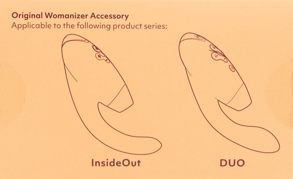 Illustration von zwei Geräten: InsideOut und DUO. Text: Original Womanizer Accessory.