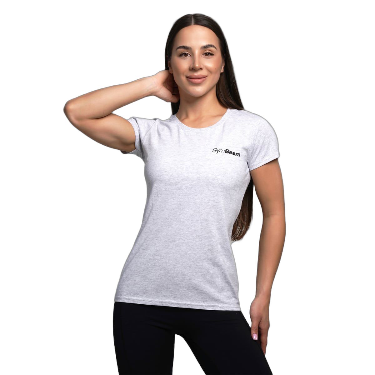 GymBeam T-Shirt Damen regular Kurzarm mit rundem Ausschnitt Heather Grey 1 St