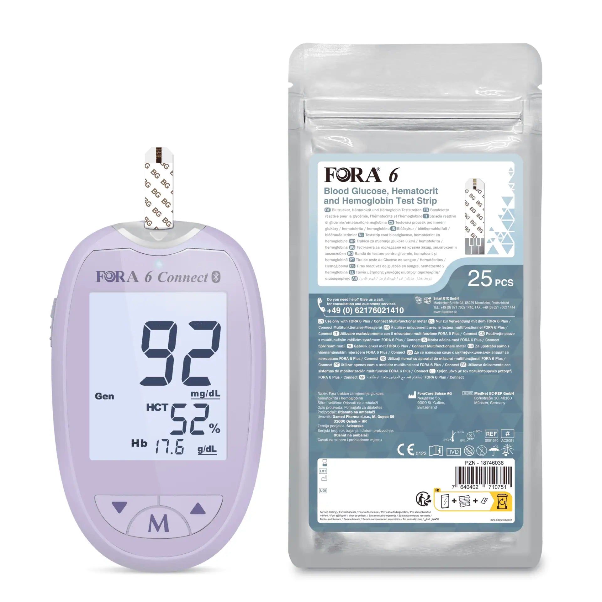 FORA 6 Connect viola - glicemia, ematocrito ed emoglobina - mg/dl