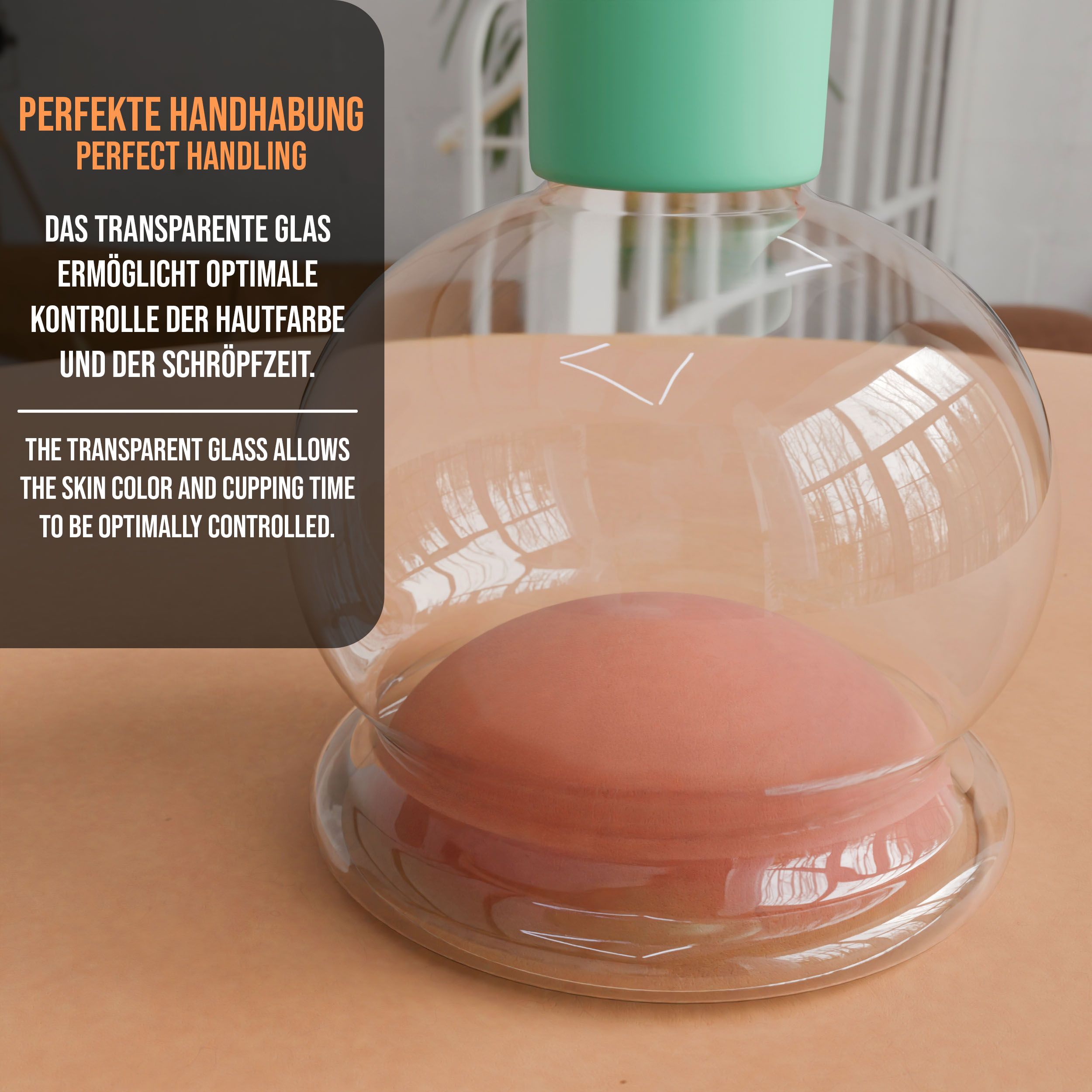 Pulox Schröpfglas aus Echtglas mit Saugball - 40mm in Grün