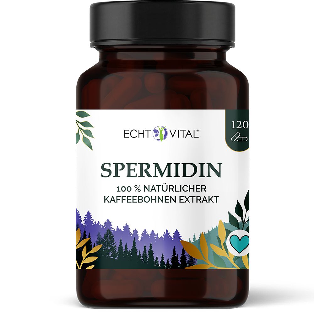 Echt Vital Spermidin Kapseln: 120 Stück, 100% natürlicher Kaffeebohnen-Extrakt.