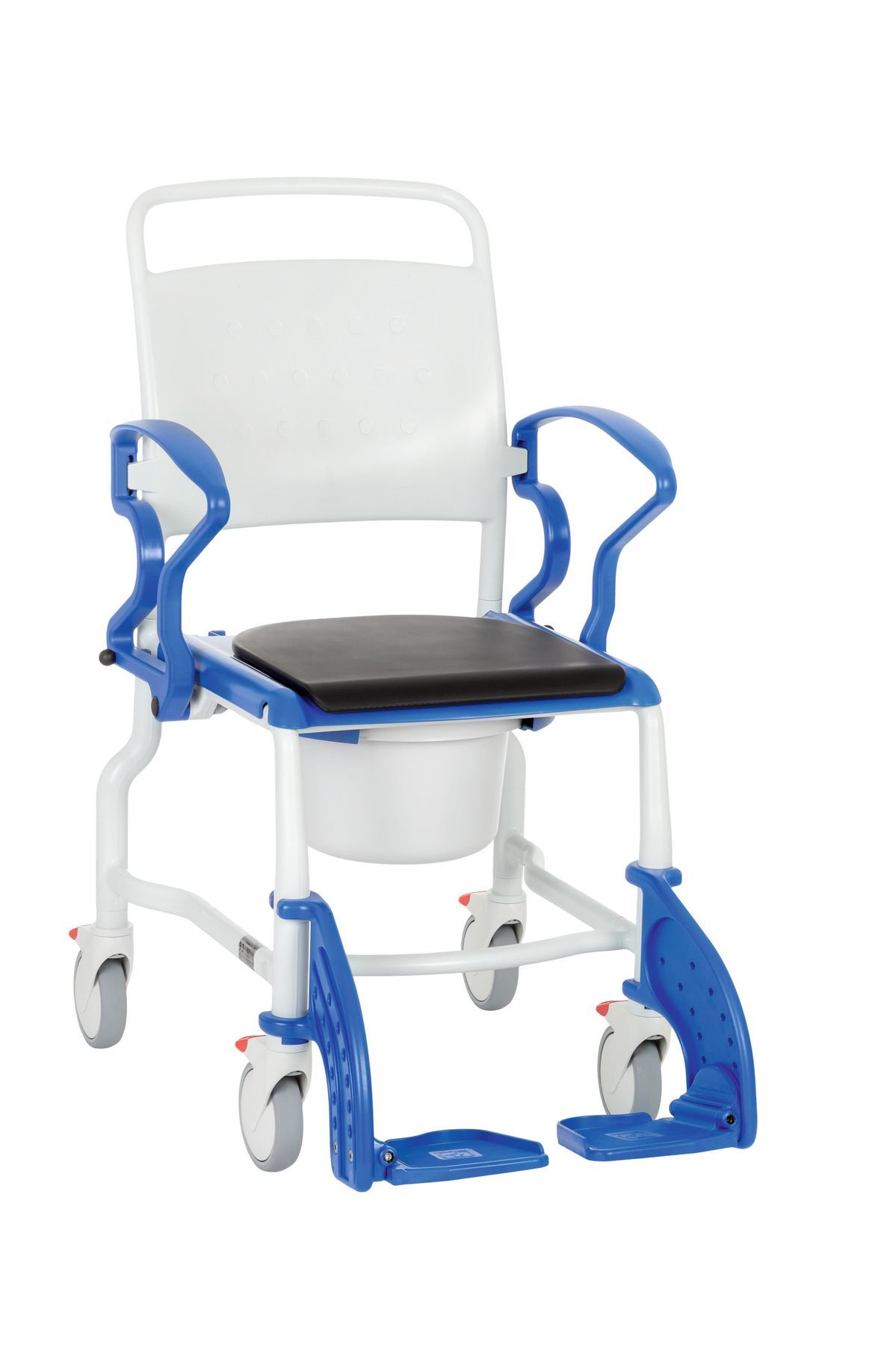 Rebotec Bonn Toilettenstuhl, Jubiläumsmodell 'Retrodesign' grau/blau, 5' Räder 1 St
