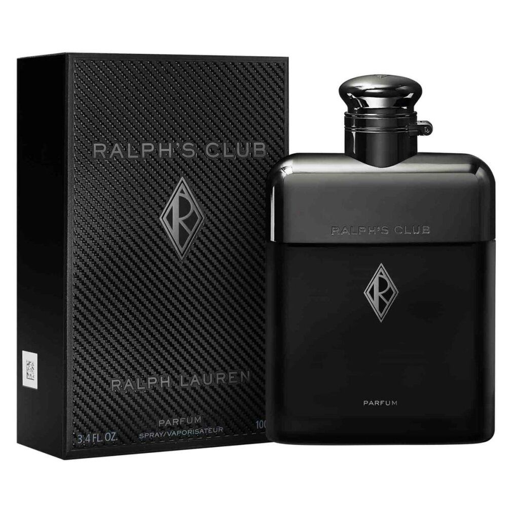 Schwarzer Flakon und Verpackung mit Logo und Schriftzug RALPH'S CLUB. Parfum.