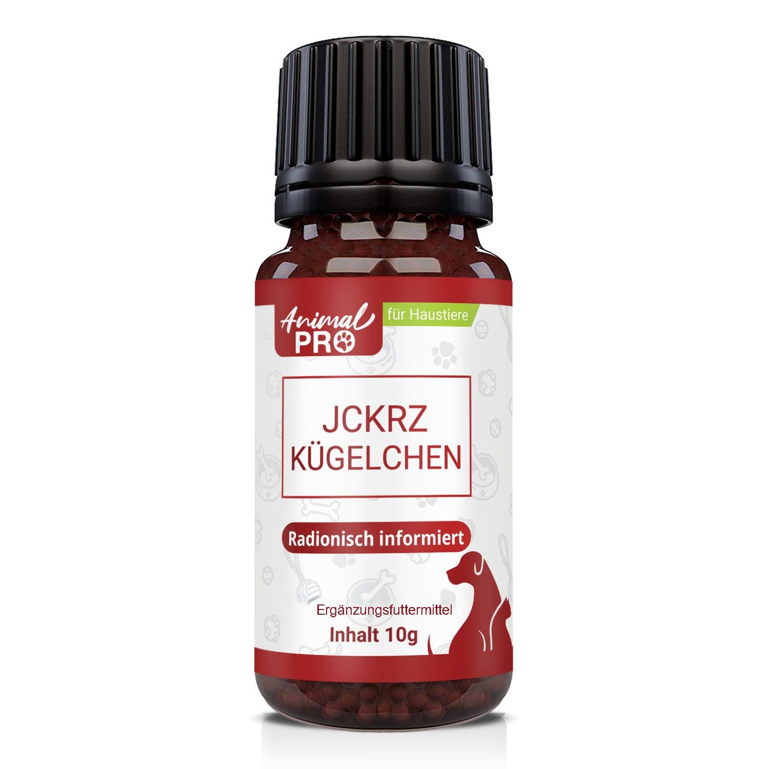 Animal Pro JCKRZ Kügelchen Fläschchen mit 10g Inhalt, als Nahrungsergänzungsmittel für Haustiere.
