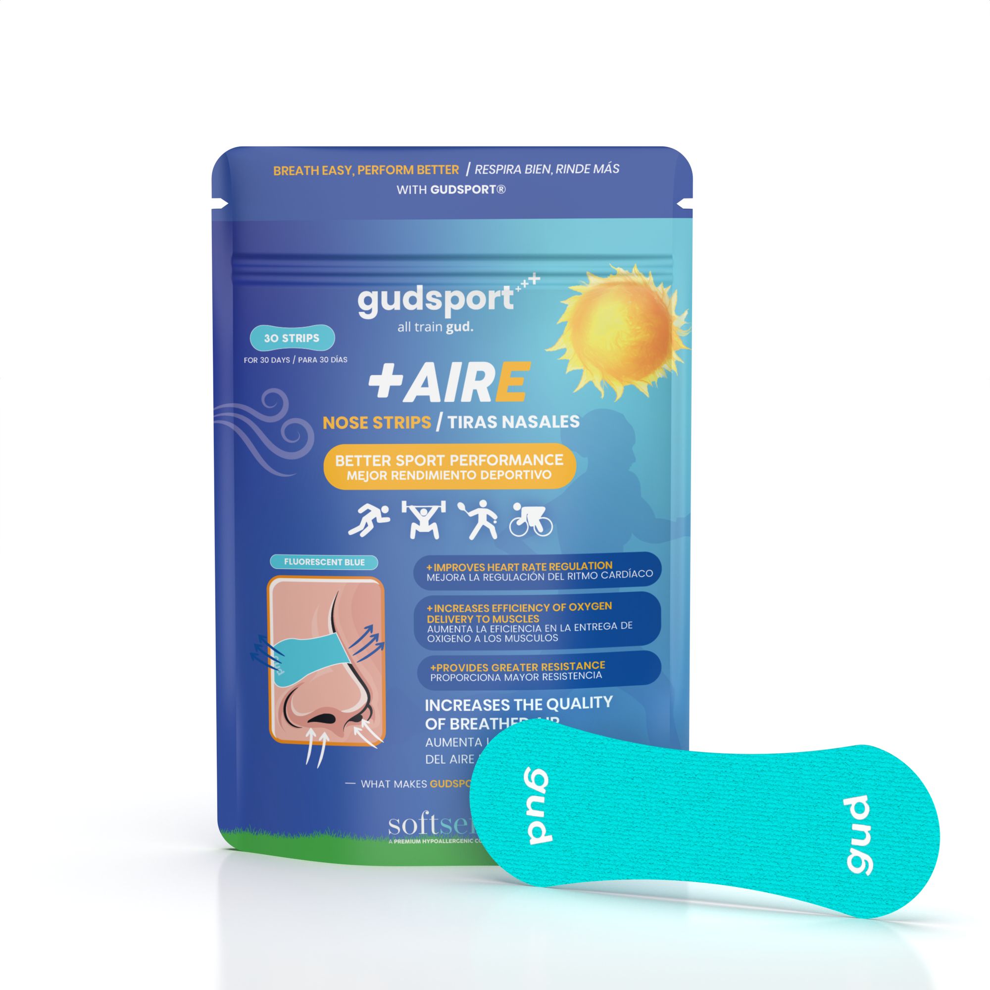 gudsport® Nasenpflaster Sport Monatspackung hellblau 30 St Pflaster