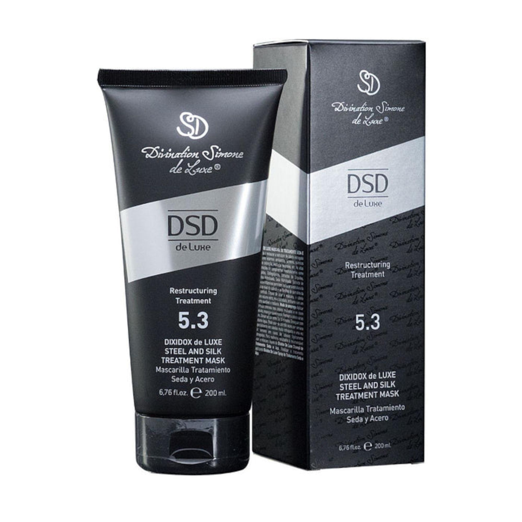 DSD de Luxe 5.3 Steel & Silk Treatment Mask – Reparierende Haarmaske mit Keratin, Seide