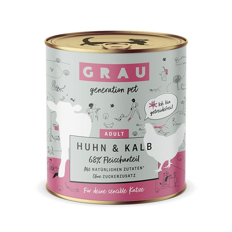 Grau Huhn & Kalb 6x800 g Futter