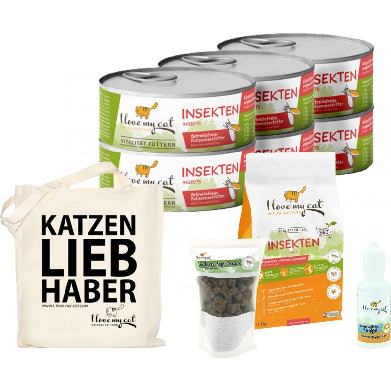 I love my cat Sparset für Perserkatze Nassfutter und Trockenfutter und Soft-Snacks und Pflege