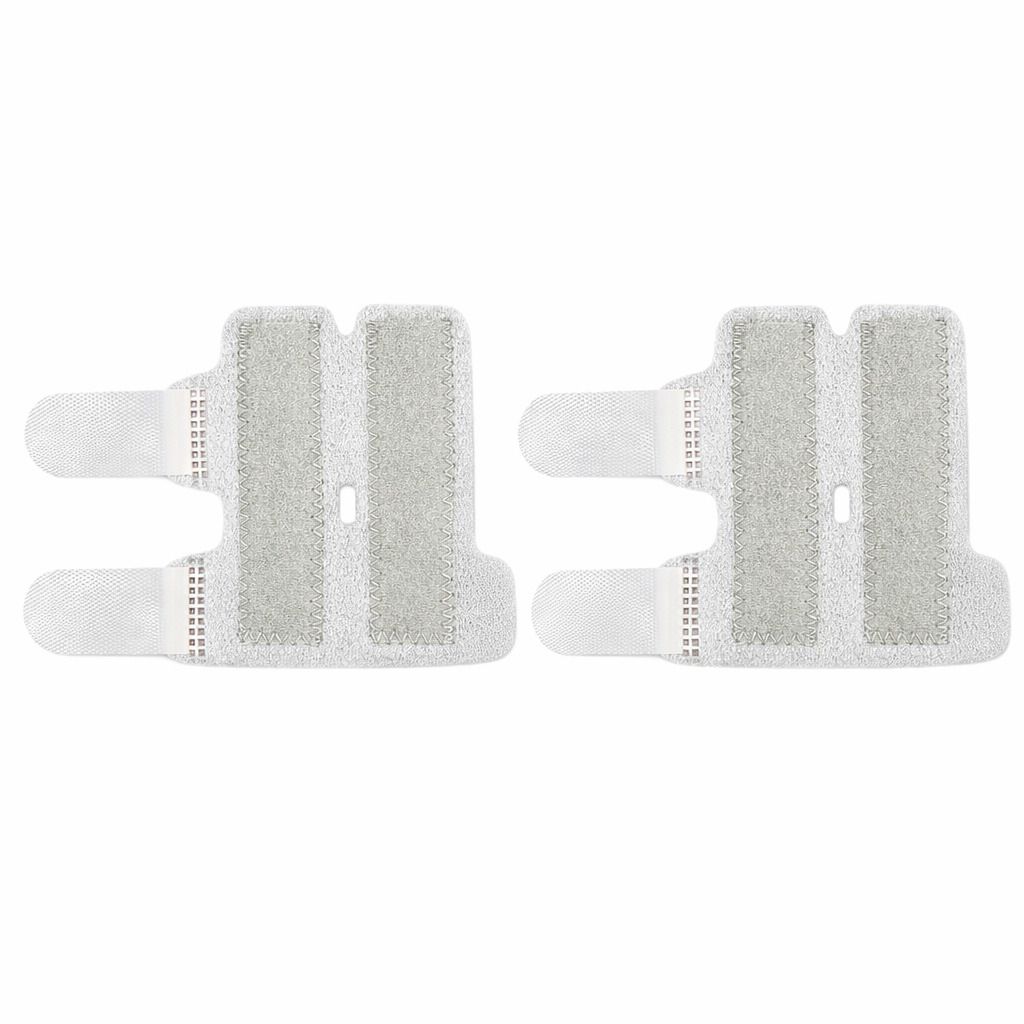 Zwei weiße Fingerschiene-Paare. Klettverschlüsse und gepolsterte Bereiche sichtbar.