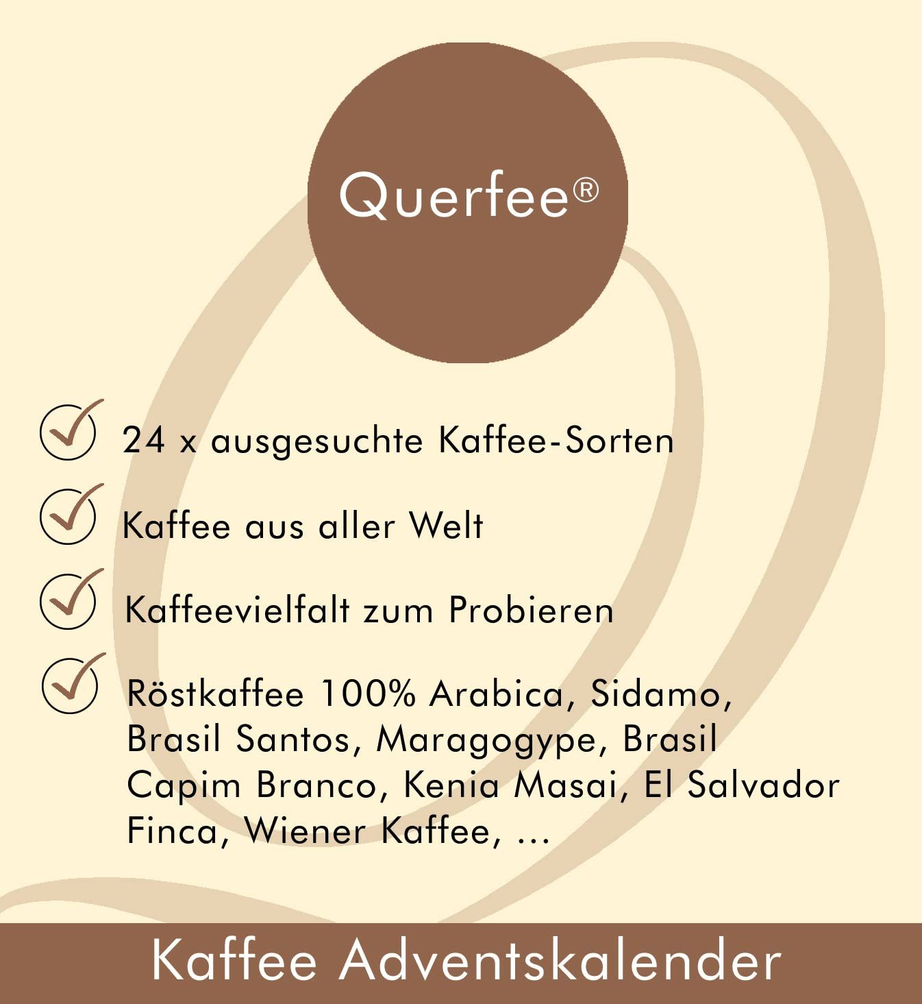 Querfee - Kaffee Adventskalender – 24 verschiedene Kaffees gemahlen