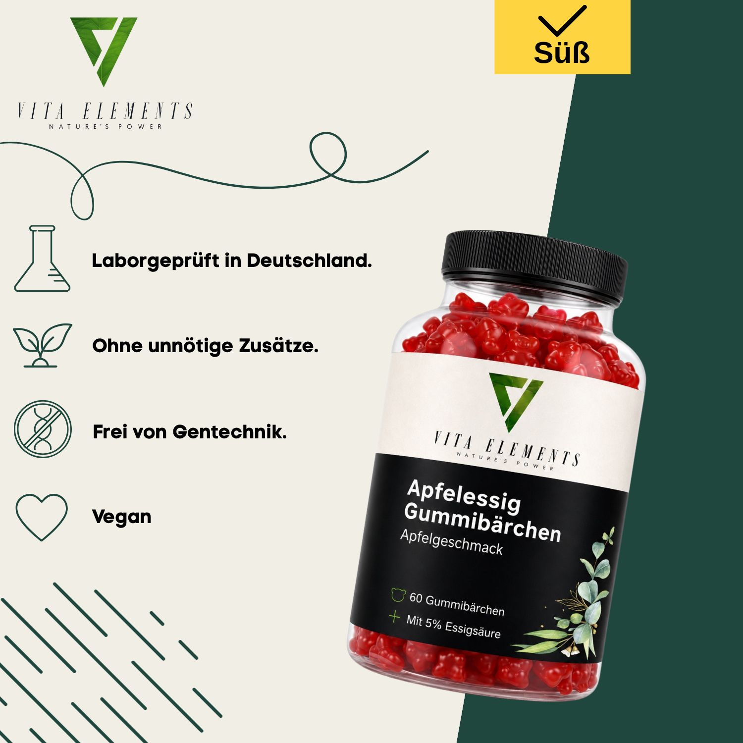 Vita Elements Apfelessig Gummibärchen