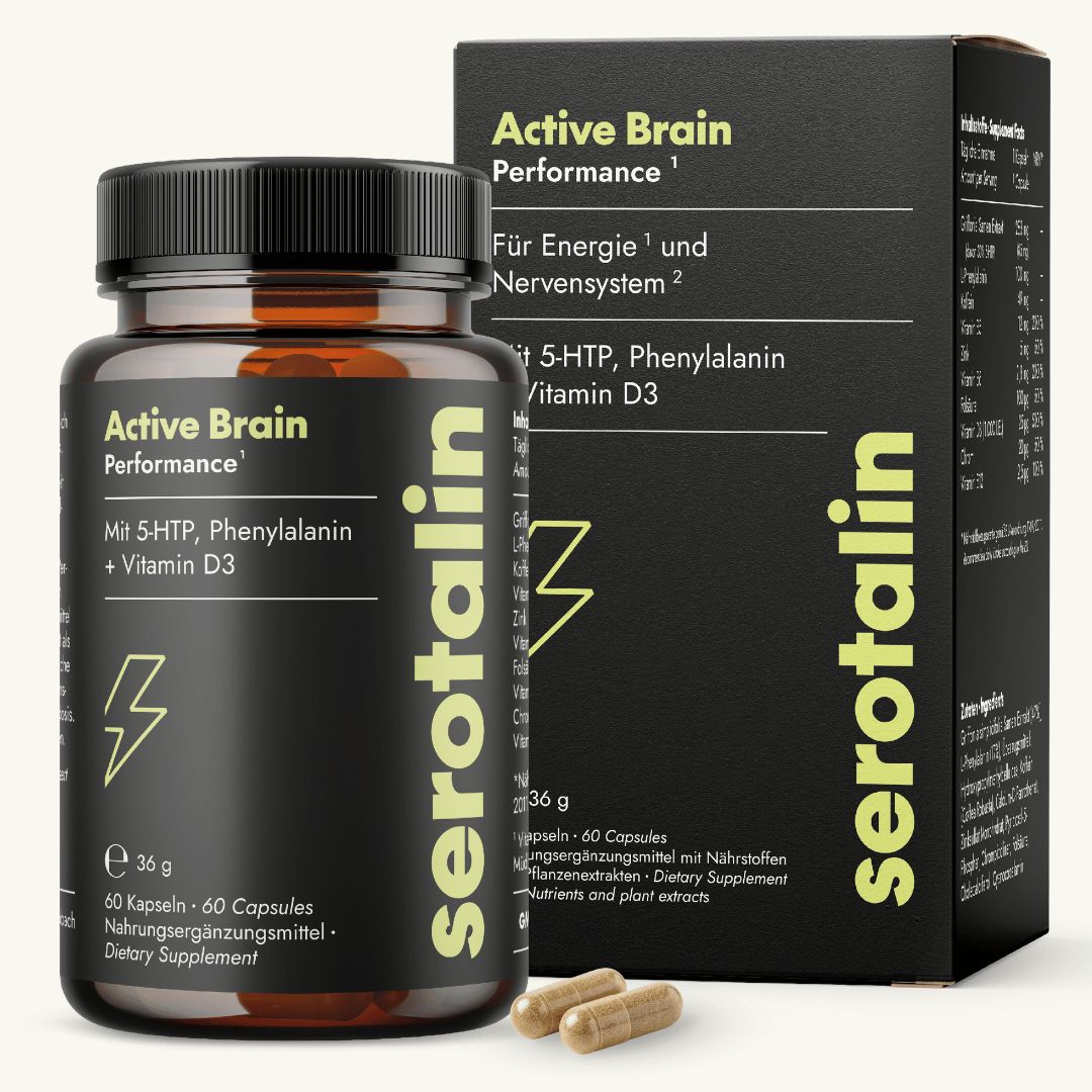 serotalin® HAPPY ENERGY 60 Kapseln - Energie, Wohlbefinden & Fokus I 5-HTP I Phenylalanin I Koffein