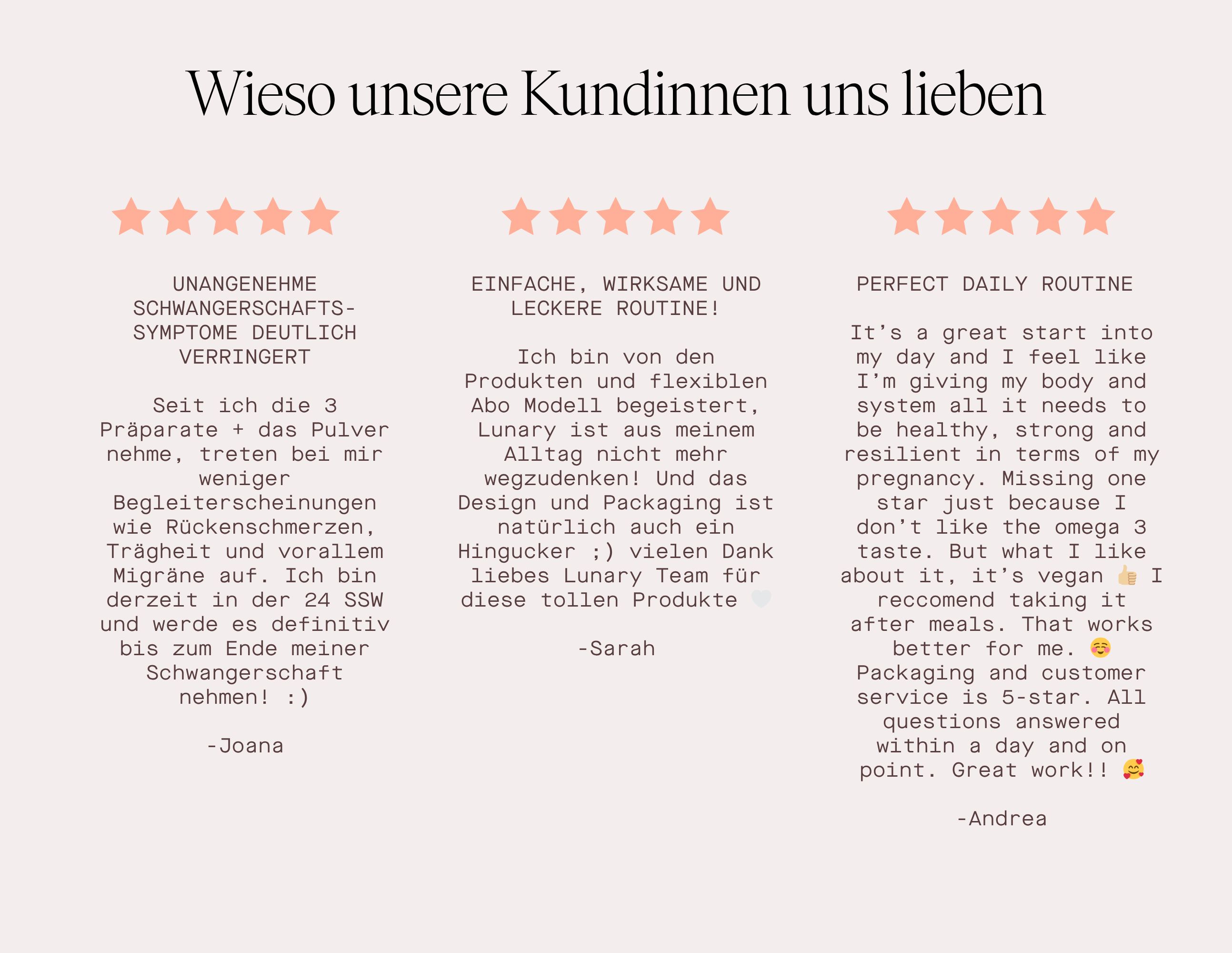Text: Wieso unsere Kundinnen uns lieben. Zitate von Kunden.