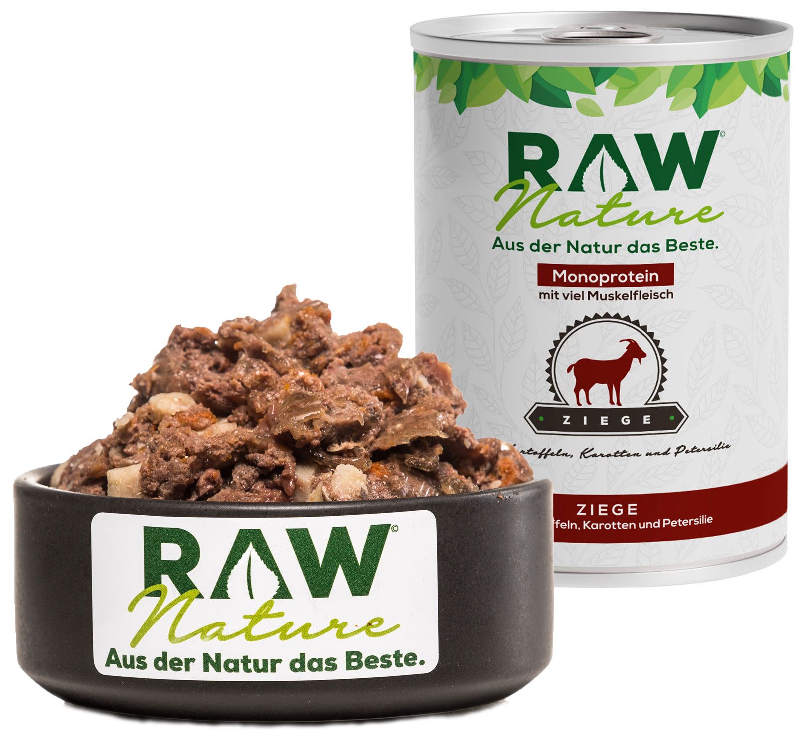 RAW Nature Nassfutter Ziege mit Kartoffeln & Möhren – Monoprotein, für sensible Hunde